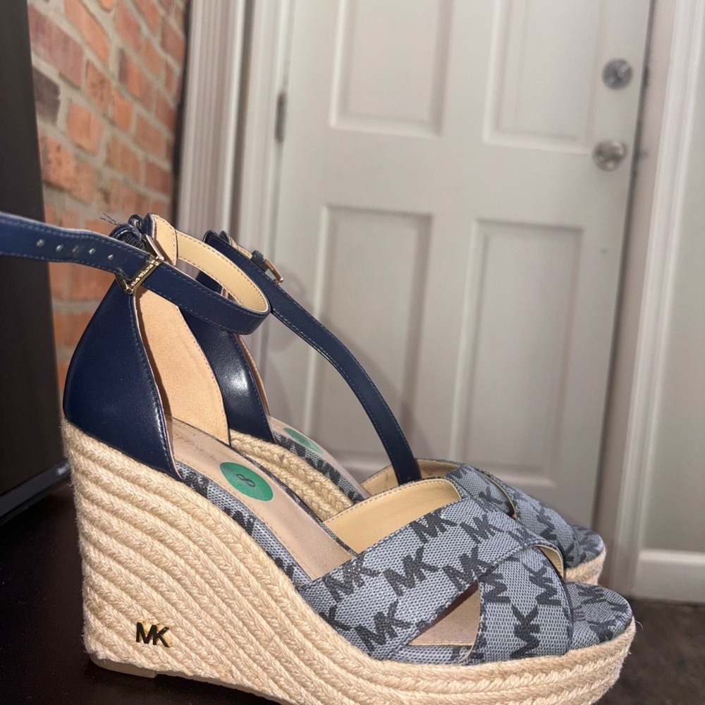 Michael Kors Blue Patterned Wedges